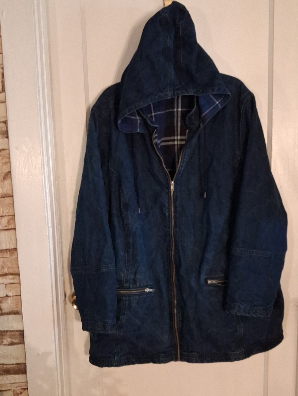 Woman Within Dark Blue Denim Hooded Jacket Size 3xlarge